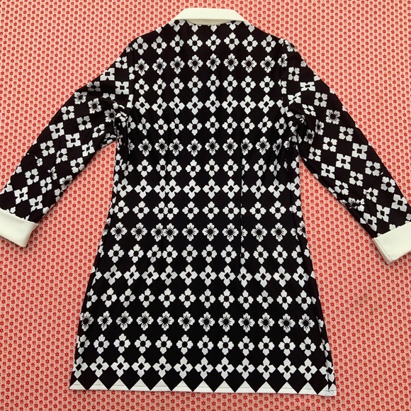 60s black & white op art shift shirt mini dress - Picture 2 of 5